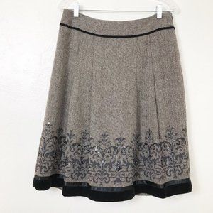 Ann Taylor Loft brown and black skirt Velvet Trim